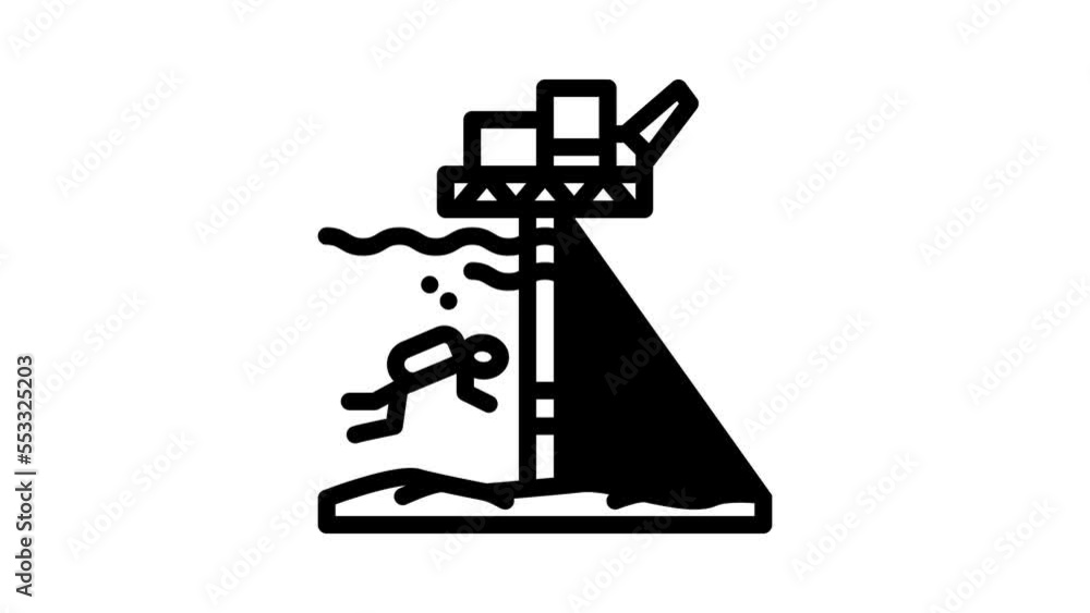 work with oil rigs line icon animation work with oil rigs line icon animation