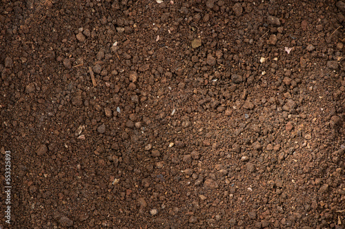 Pig dung mixed soil on nature background.
