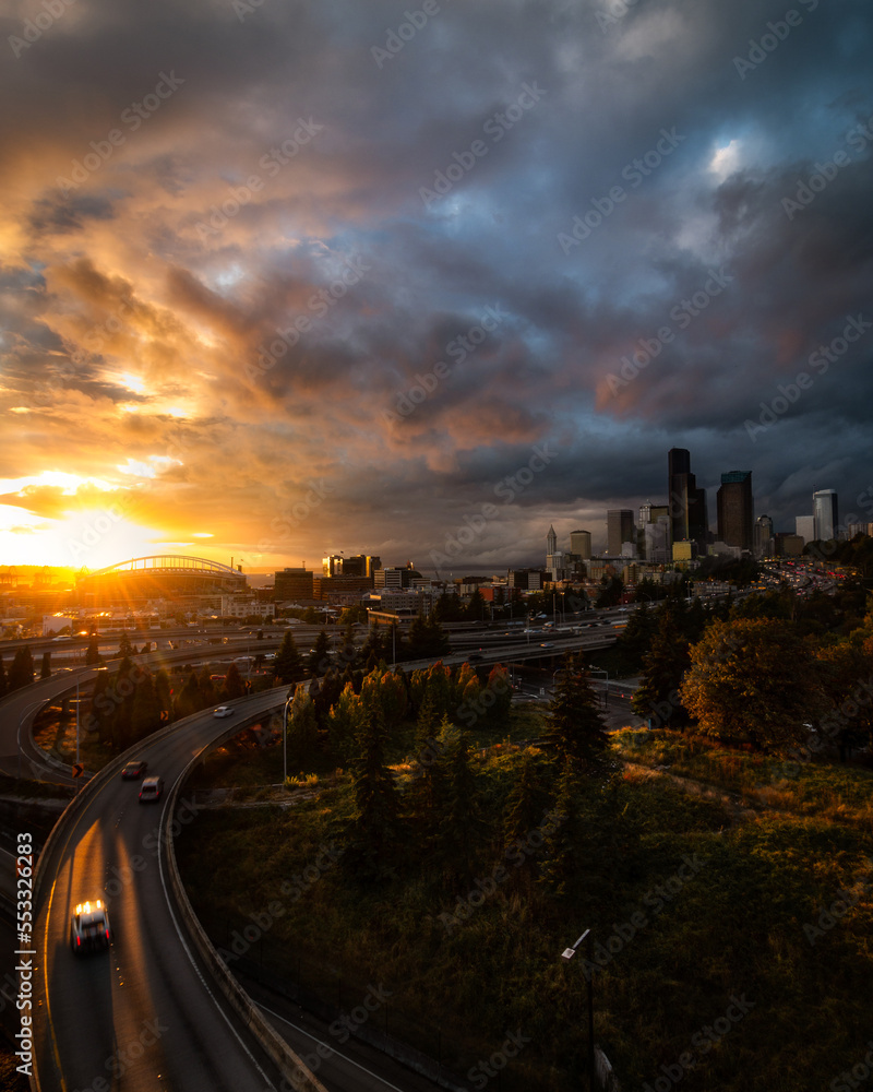 A sunset over Seattle A sunset over Seattle