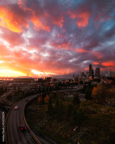 A pink sunset in Seattle © Nicholas