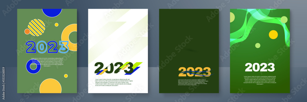 2023 Happy New Year logo text design. 2023 number design template. Collection of 2023 Happy New Year posters. Vector illustration