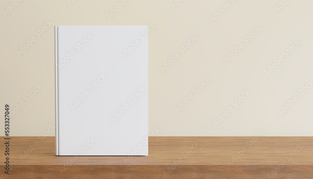 Blank book cover mock up on wood table. Blank book cover mock up on wood table.