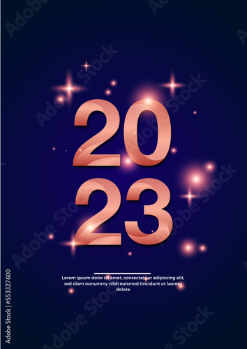 2023 colorful set of Happy New Year poster. Abstract design typography logo 2023 for vector celebration and season decoration, backgrounds, branding, banner, cover, card and or social media template.