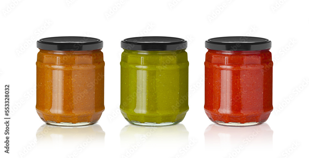 BBQ sauce in a glasses jar set isolated on transparent background BBQ sauce in a glasses jar set isolated on transparent background