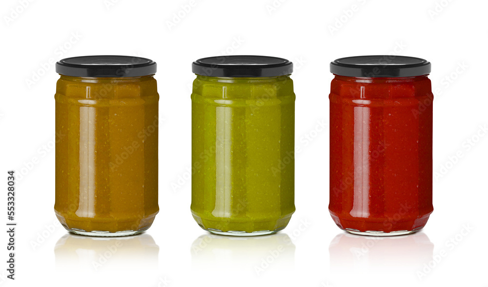 BBQ sauce in a glasses jar set isolated on transparent background BBQ sauce in a glasses jar set isolated on transparent background