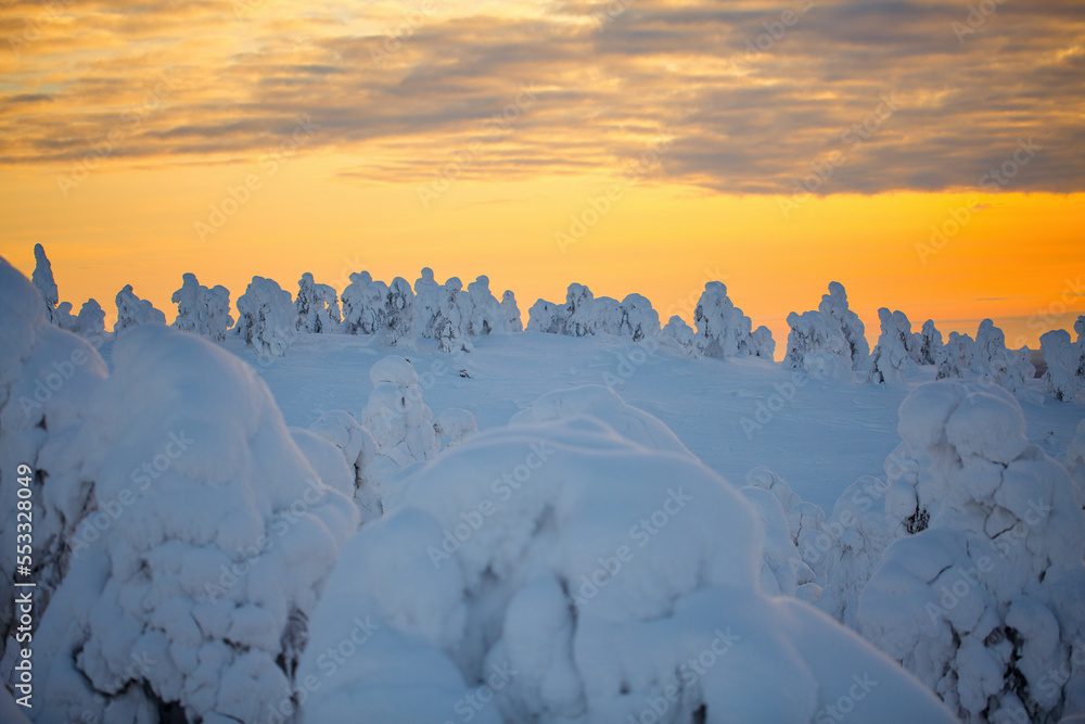 Majestic winter sunrise in Finland