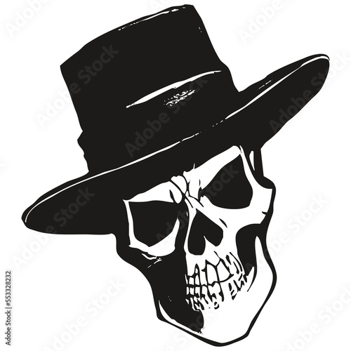 skull tattoos with hats vector hand drawn ,black and white clip art