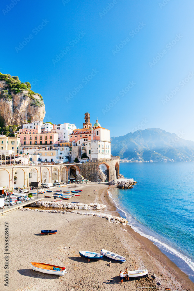 Atrani town on Amalfi coast in Italy