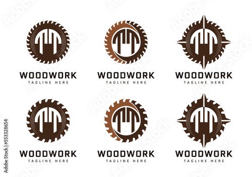 Monogram T Letter in sawmill. Perfect for woodworker, industrial and construction logos