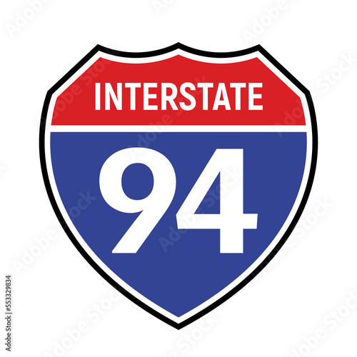 94 route sign icon. Vector road 94 highway interstate american freeway us california route symbol.