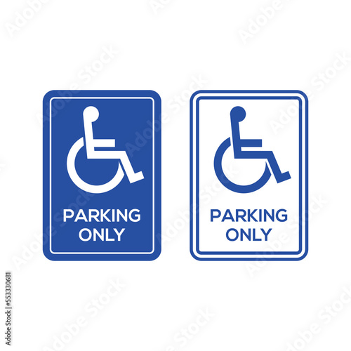 Disabled hadicap parking only sign. Special accessible traffic vector park symbol access pictogram.