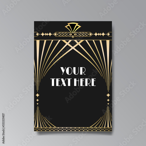 Art Deco A4 page template, retro style for web and print