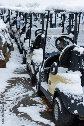 golf carts in snow