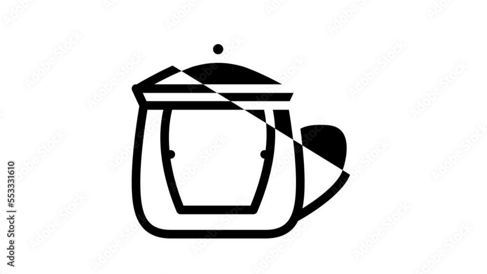 glass with teapot line icon animation glass with teapot line icon animation