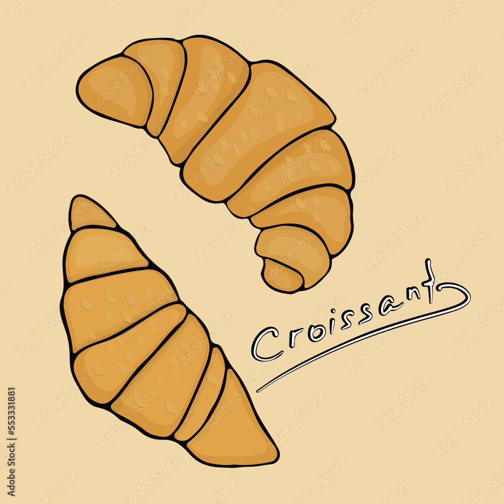 hand drawn illustration of a croissant hand drawn illustration of a croissant