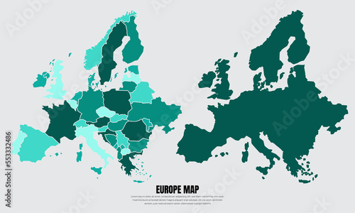Collection of silhouette Europe maps design vector. Europe maps design vector
