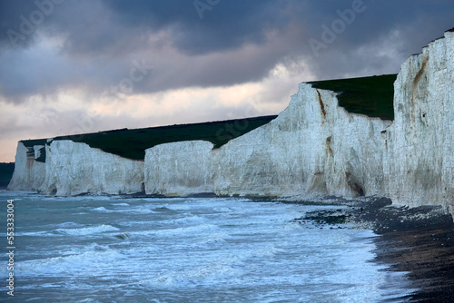 Sea and white cliffs of Dover, Seven Sisters, UK