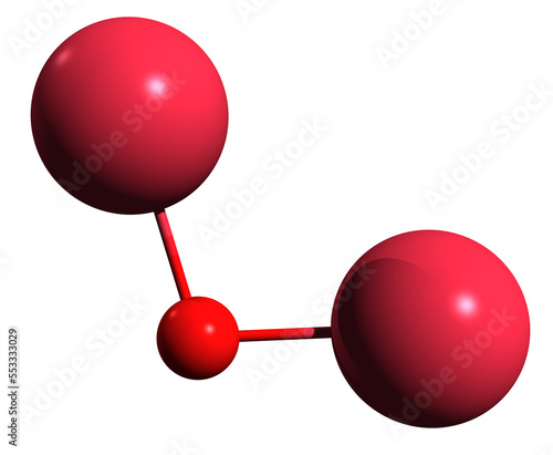  3D image of Sodium oxide skeletal formula - molecular chemical structure of inorganic compound isolated on white background photo