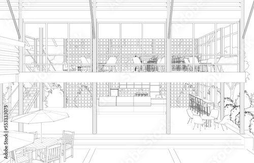 3D illustration of coffee shop