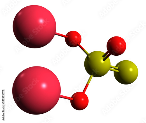 3D image of Sodium thiosulfate skeletal formula - molecular chemical structure of Hyposulphite of soda, isolated on white background photo