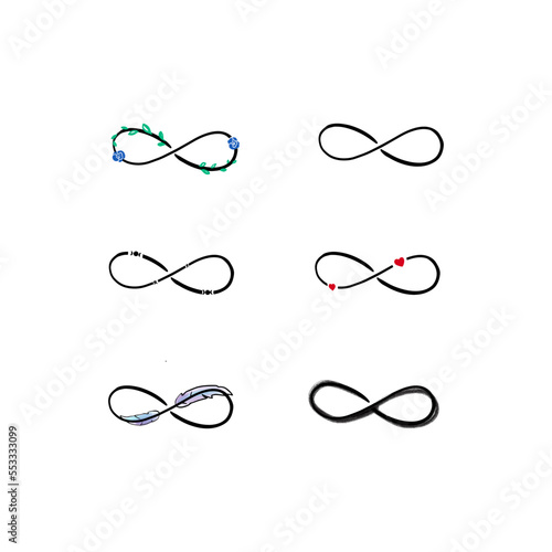 infinity symbol hand drawn set of tattoo design ideas
