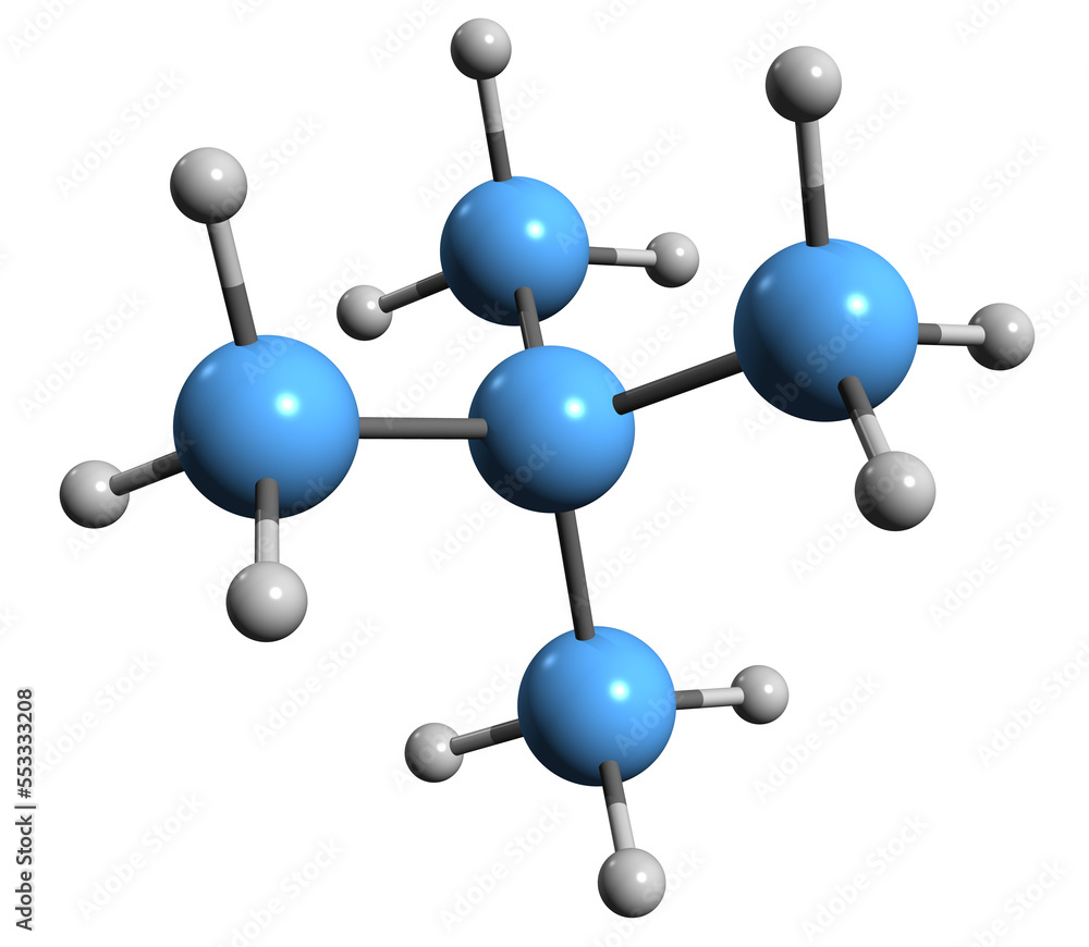 3D image of Neopentane skeletal formula - molecular chemical structure ...