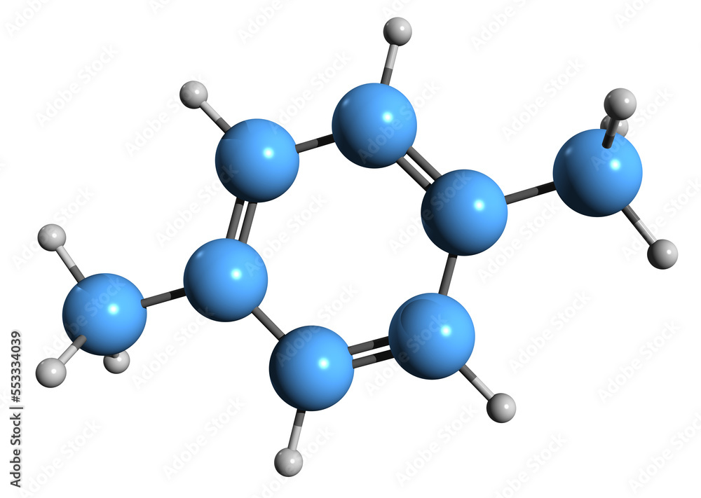 3D image of Xylene skeletal formula - molecular chemical structure of xylol isolated on white background
3D image of Xylene skeletal formula - molecular chemical structure of xylol isolated on white background