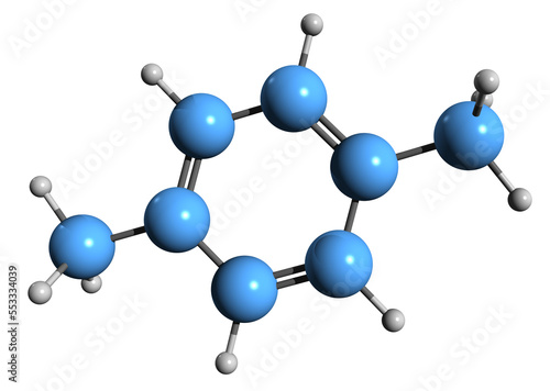  3D image of Xylene skeletal formula - molecular chemical structure of xylol isolated on white background
 photo
