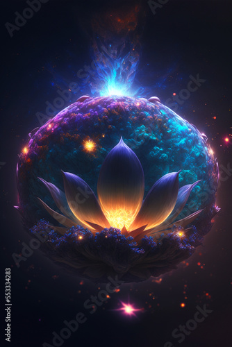 Gigantic Powerful Spiritual Lotus Flower in Space