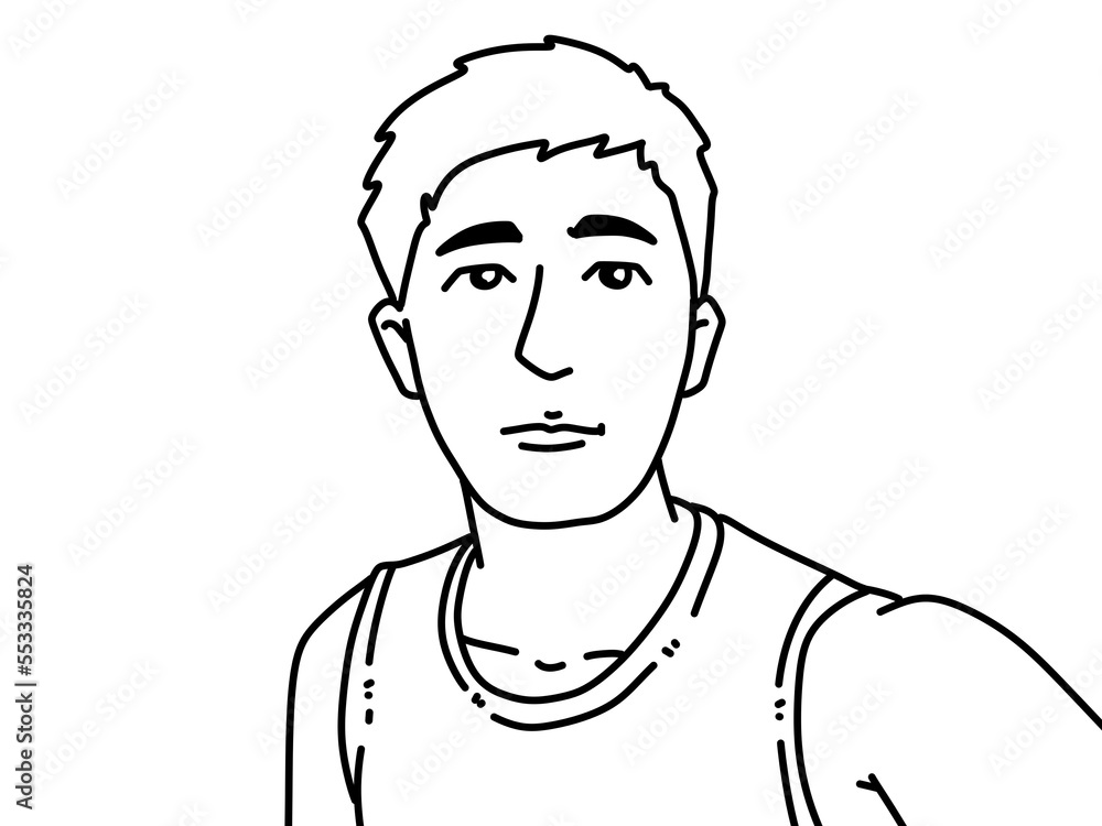 black and white of cute man cartoon for coloring