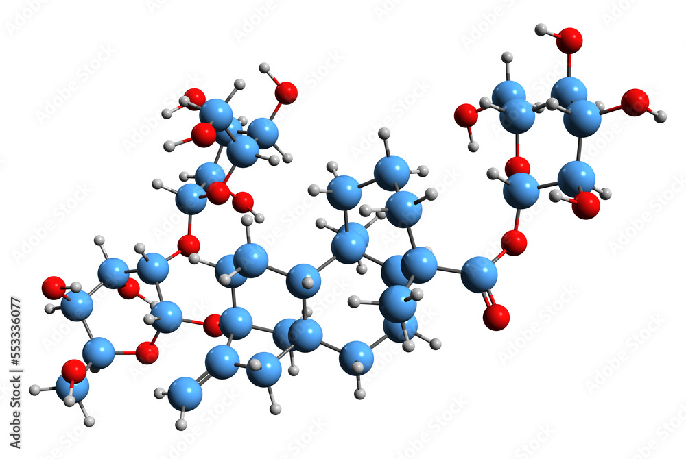 3D image of Stevioside skeletal formula molecular chemical structure