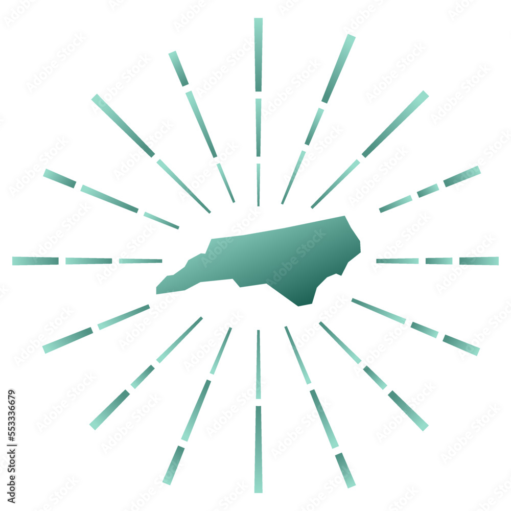 North Carolina gradiented sunburst. Map of the US state with colorful star rays. North Carolina illustration in digital, technology, internet, network style. Vector illustration. North Carolina gradiented sunburst. Map of the US state with colorful star rays. North Carolina illustration in digital, technology, internet, network style. Vector illustration.