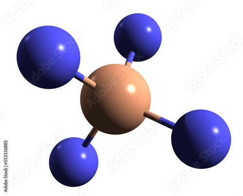  3D image of Fluoroboric acid skeletal formula - molecular chemical structure of oxonium tetrafluoroboranuide isolated on white background
