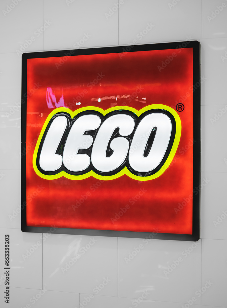 Toy company LEGO logo, LEGO toy store and brand logo. From 1949 Lego is