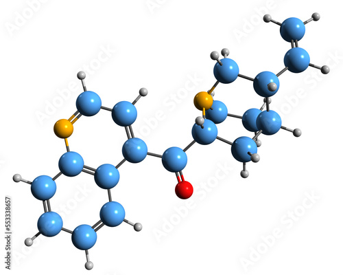  3D image of Chinotoxin skeletal formula - molecular chemical structure of alkaloid isolated on white background