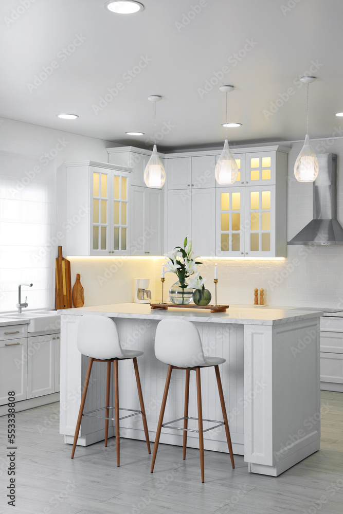 Luxury kitchen interior with new stylish furniture Luxury kitchen interior with new stylish furniture
