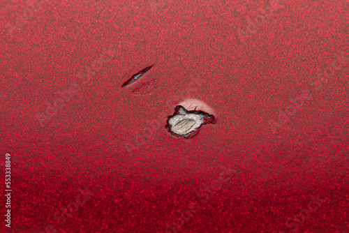 Fotografia Rock chip, door ding in car paint