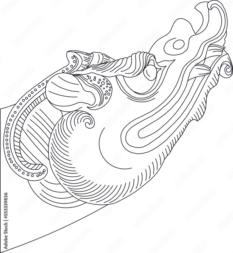 Fototapeta premium Chinese carving dragon head pattern drawing for t-shirts