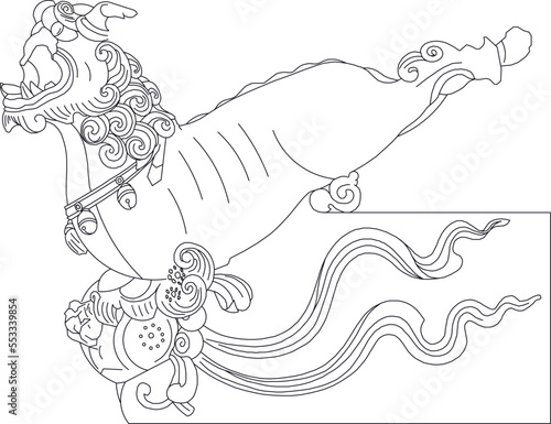 Chinese carving dragon pattern drawing for t-shirts