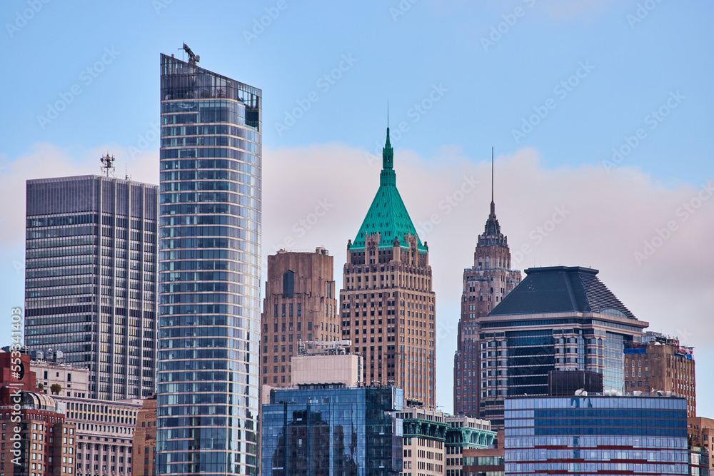 Tops of New York City skyscrapers in detail Tops of New York City skyscrapers in detail