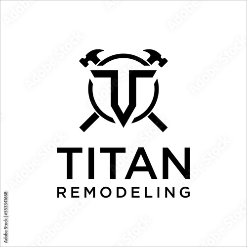 T Letter Building Logo Design Template