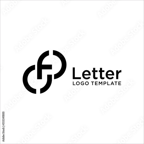 initial letter logo cf, fc, f design template