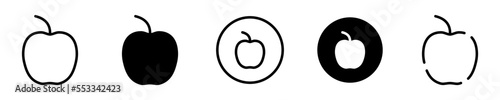 Conjunto de iconos de manzana. Fruta. Concepto de alimento nutritivo. Nutrición. Ilustración vectorial