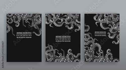 Octopus abstract frame design, creative ocean doodle, cute decoration design