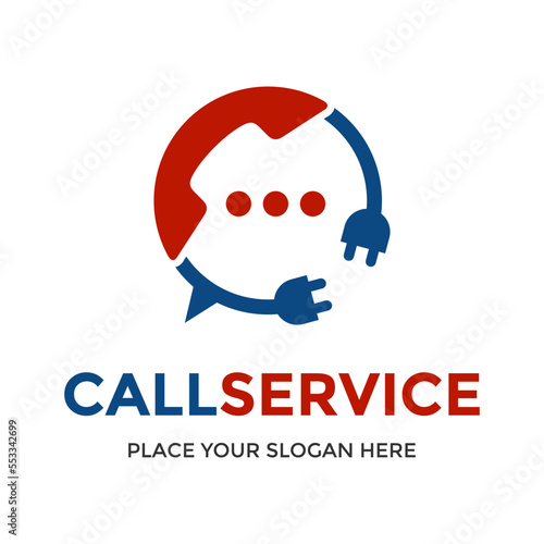 Call electric service vector logo template