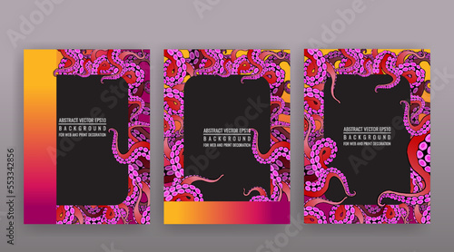 Octopus abstract frame design, creative ocean doodle, cute decoration design