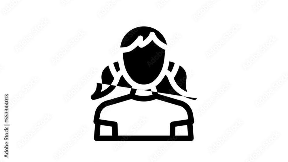 young woman line icon animation