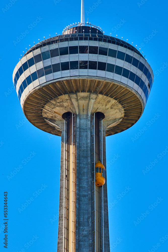 Elevator going up huge Skylon Tower in Canada by Niagara Falls Elevator going up huge Skylon Tower in Canada by Niagara Falls