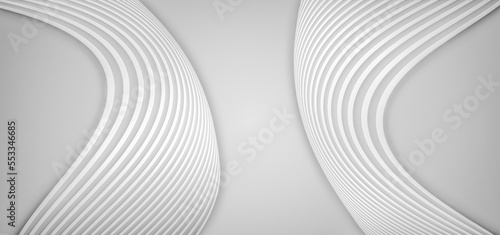 3D rendering of white curved lines with abstract texture texture background