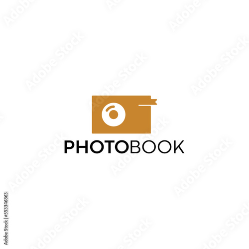 photobook logo with camera icon and abstract book